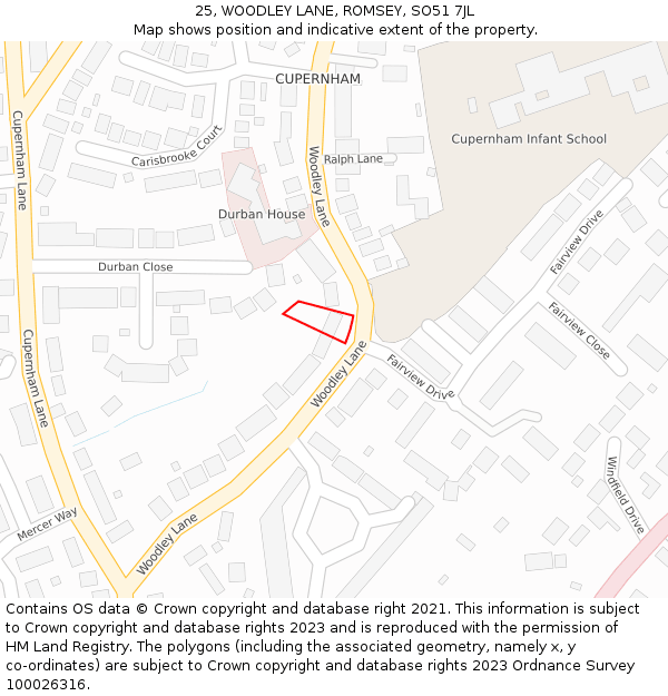 25, WOODLEY LANE, ROMSEY, SO51 7JL: Location map and indicative extent of plot