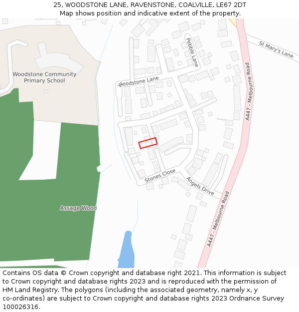 25, WOODSTONE LANE, RAVENSTONE, COALVILLE, LE67 2DT: Location map and indicative extent of plot