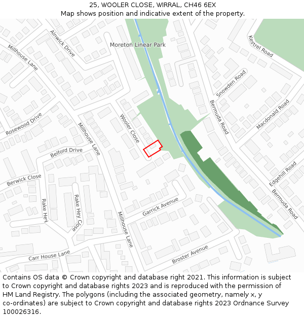 25, WOOLER CLOSE, WIRRAL, CH46 6EX: Location map and indicative extent of plot
