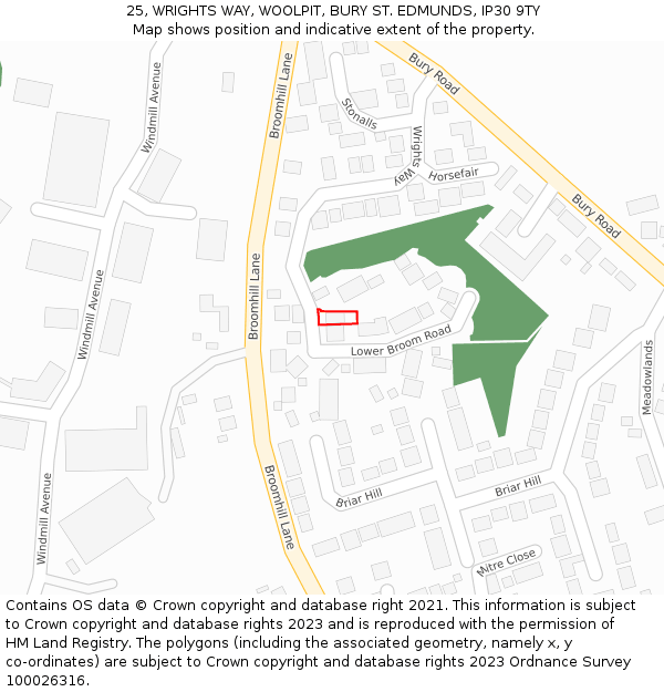 25, WRIGHTS WAY, WOOLPIT, BURY ST. EDMUNDS, IP30 9TY: Location map and indicative extent of plot