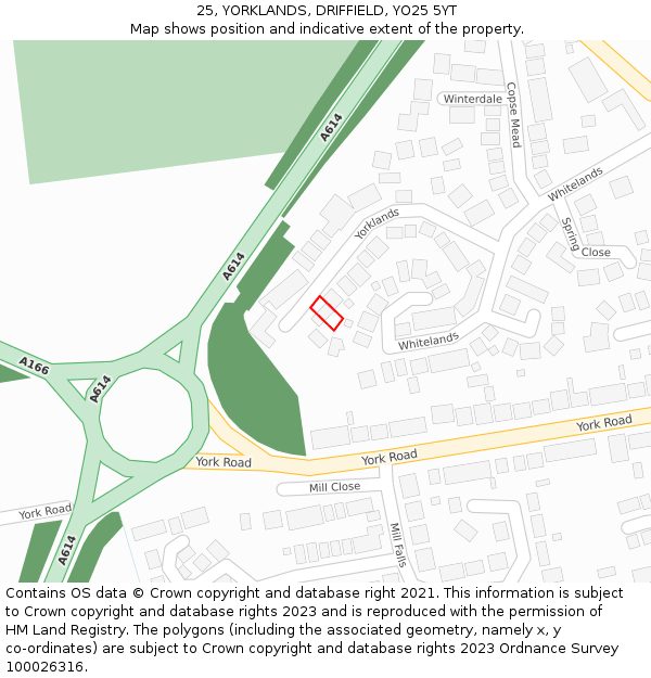 25, YORKLANDS, DRIFFIELD, YO25 5YT: Location map and indicative extent of plot