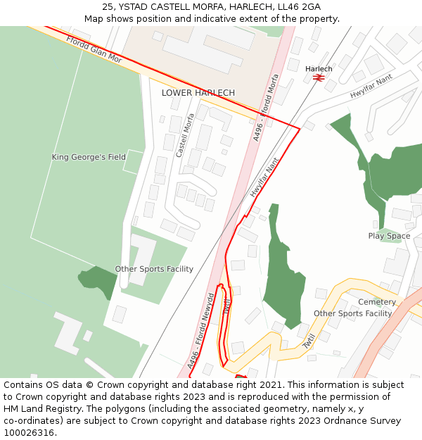 25, YSTAD CASTELL MORFA, HARLECH, LL46 2GA: Location map and indicative extent of plot
