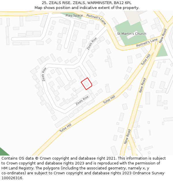 25, ZEALS RISE, ZEALS, WARMINSTER, BA12 6PL: Location map and indicative extent of plot