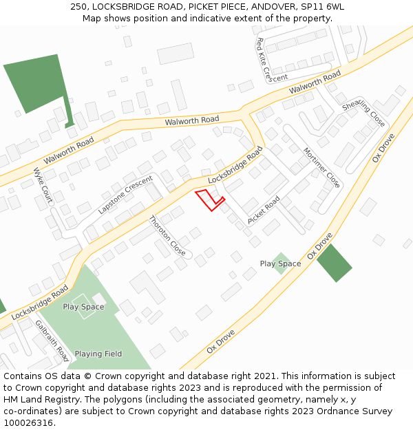 250, LOCKSBRIDGE ROAD, PICKET PIECE, ANDOVER, SP11 6WL: Location map and indicative extent of plot