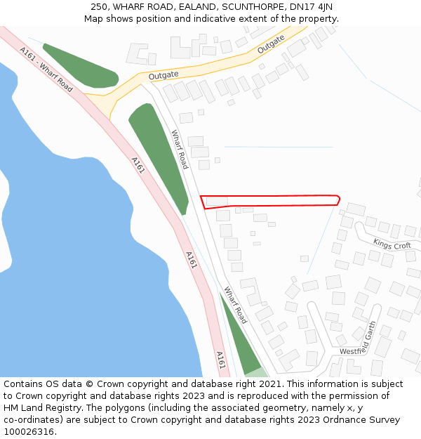 250, WHARF ROAD, EALAND, SCUNTHORPE, DN17 4JN: Location map and indicative extent of plot