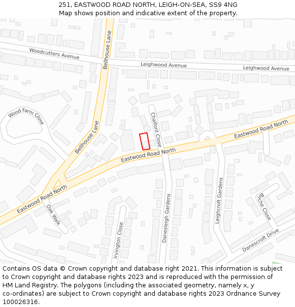 251, EASTWOOD ROAD NORTH, LEIGH-ON-SEA, SS9 4NG: Location map and indicative extent of plot