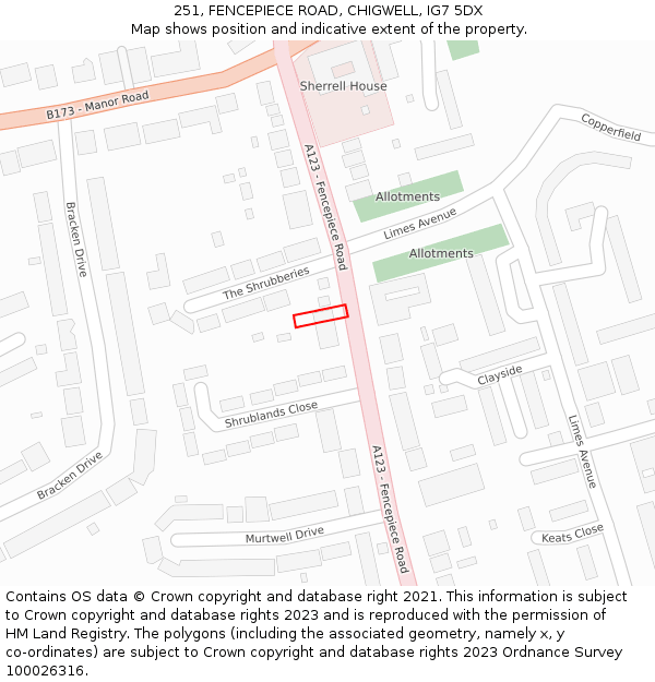 251, FENCEPIECE ROAD, CHIGWELL, IG7 5DX: Location map and indicative extent of plot