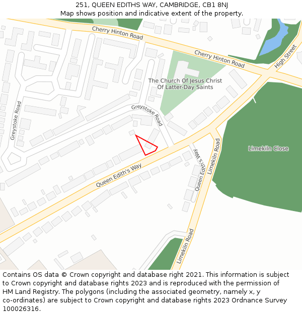 251, QUEEN EDITHS WAY, CAMBRIDGE, CB1 8NJ: Location map and indicative extent of plot