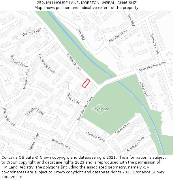 252, MILLHOUSE LANE, MORETON, WIRRAL, CH46 6HZ: Location map and indicative extent of plot