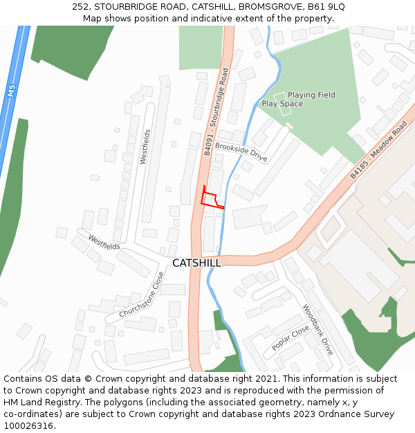 252, STOURBRIDGE ROAD, CATSHILL, BROMSGROVE, B61 9LQ: Location map and indicative extent of plot