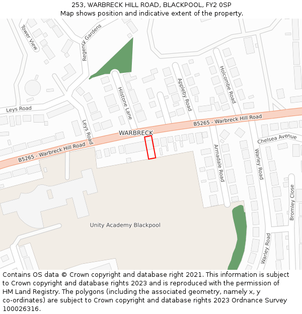 253, WARBRECK HILL ROAD, BLACKPOOL, FY2 0SP: Location map and indicative extent of plot