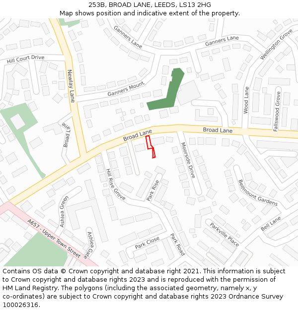 253B, BROAD LANE, LEEDS, LS13 2HG: Location map and indicative extent of plot
