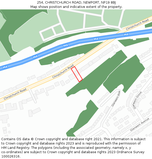 254, CHRISTCHURCH ROAD, NEWPORT, NP19 8BJ: Location map and indicative extent of plot