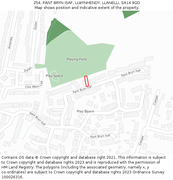 254, PANT BRYN ISAF, LLWYNHENDY, LLANELLI, SA14 9GD: Location map and indicative extent of plot