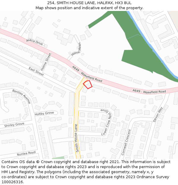 254, SMITH HOUSE LANE, HALIFAX, HX3 8UL: Location map and indicative extent of plot