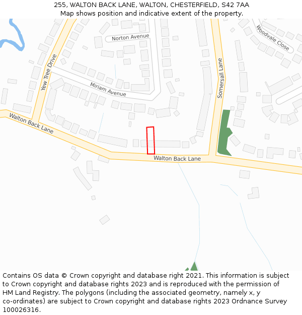 255, WALTON BACK LANE, WALTON, CHESTERFIELD, S42 7AA: Location map and indicative extent of plot