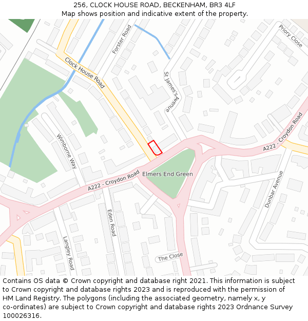 256, CLOCK HOUSE ROAD, BECKENHAM, BR3 4LF: Location map and indicative extent of plot