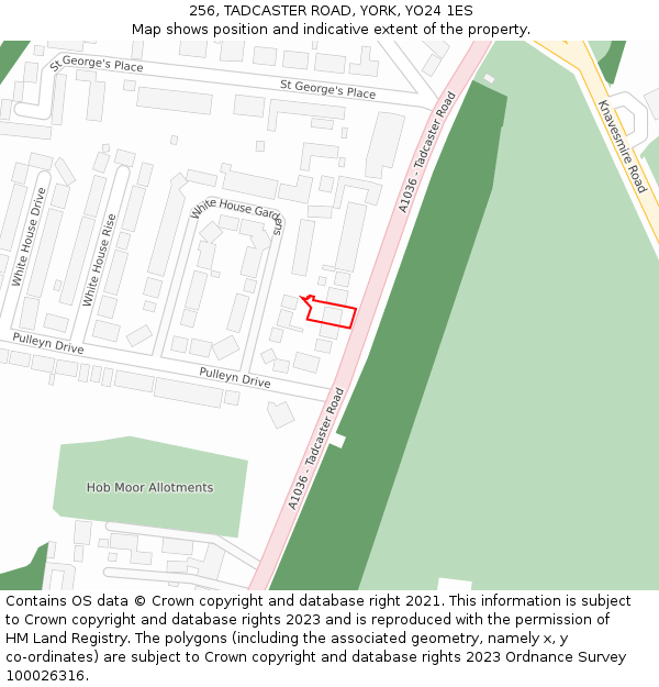 256, TADCASTER ROAD, YORK, YO24 1ES: Location map and indicative extent of plot