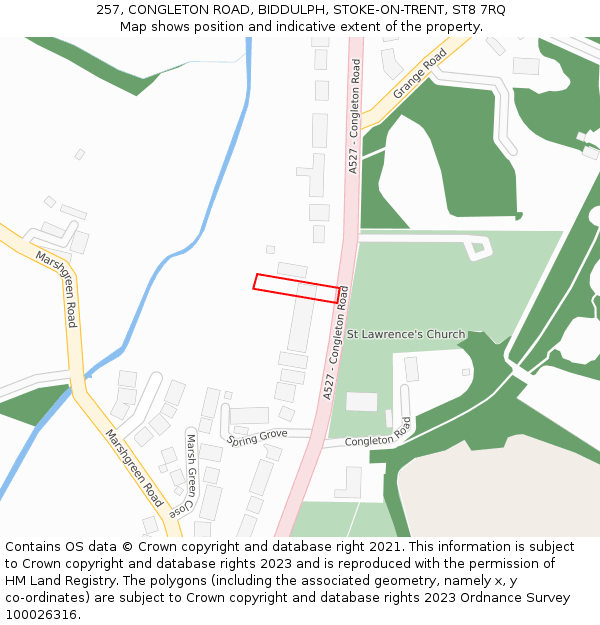 257, CONGLETON ROAD, BIDDULPH, STOKE-ON-TRENT, ST8 7RQ: Location map and indicative extent of plot