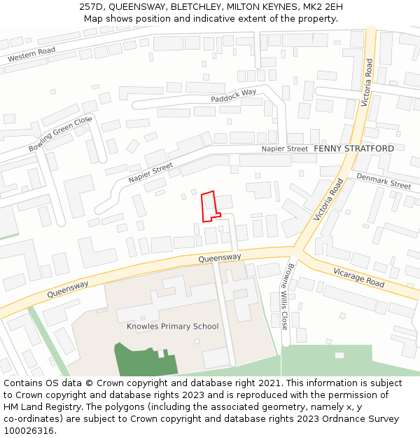 257D, QUEENSWAY, BLETCHLEY, MILTON KEYNES, MK2 2EH: Location map and indicative extent of plot