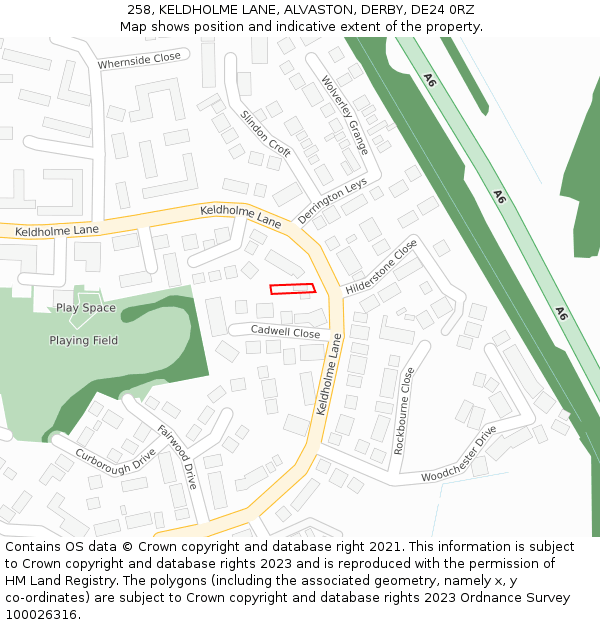 258, KELDHOLME LANE, ALVASTON, DERBY, DE24 0RZ: Location map and indicative extent of plot