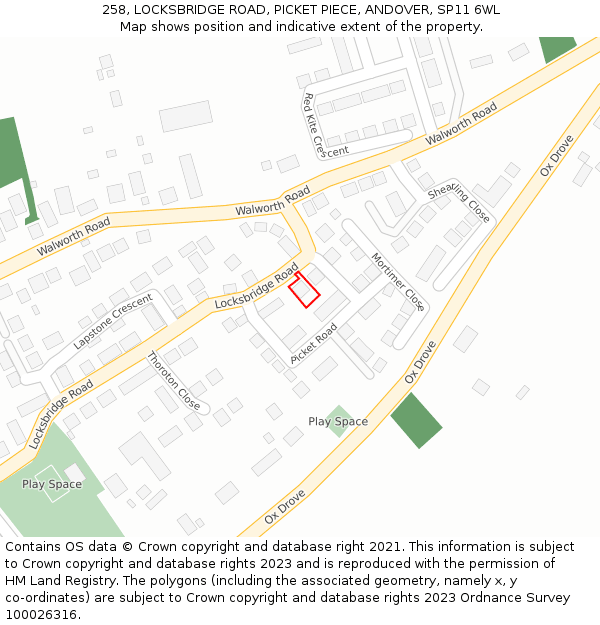 258, LOCKSBRIDGE ROAD, PICKET PIECE, ANDOVER, SP11 6WL: Location map and indicative extent of plot