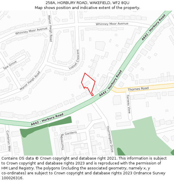 258A, HORBURY ROAD, WAKEFIELD, WF2 8QU: Location map and indicative extent of plot