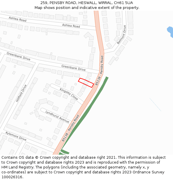 259, PENSBY ROAD, HESWALL, WIRRAL, CH61 5UA: Location map and indicative extent of plot