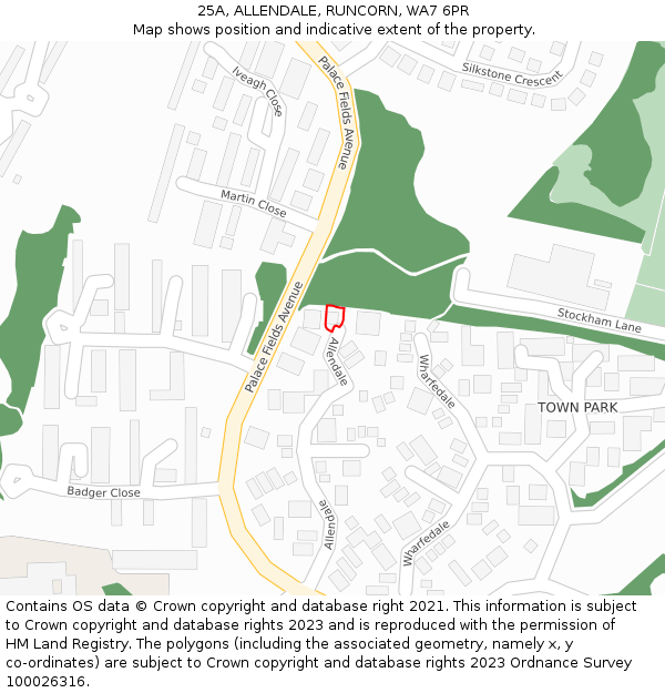 25A, ALLENDALE, RUNCORN, WA7 6PR: Location map and indicative extent of plot