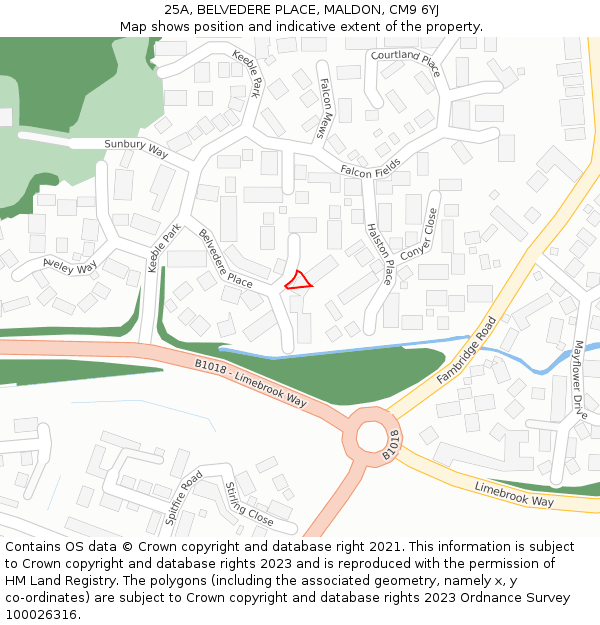 25A, BELVEDERE PLACE, MALDON, CM9 6YJ: Location map and indicative extent of plot