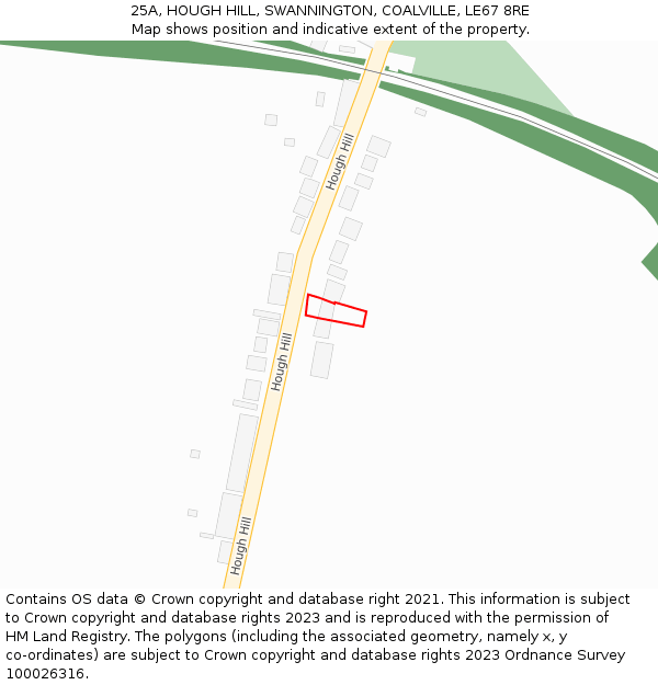 25A, HOUGH HILL, SWANNINGTON, COALVILLE, LE67 8RE: Location map and indicative extent of plot
