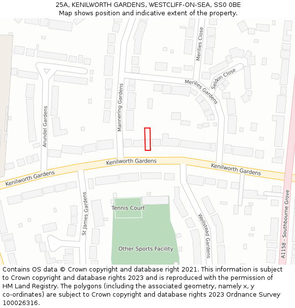 25A, KENILWORTH GARDENS, WESTCLIFF-ON-SEA, SS0 0BE: Location map and indicative extent of plot