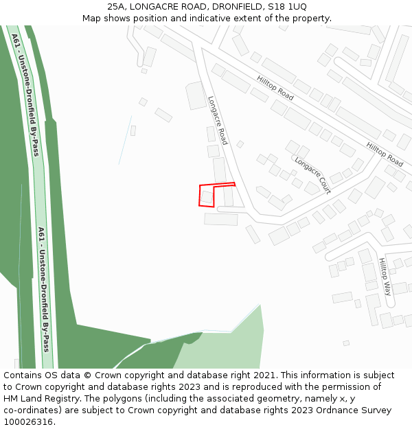 25A, LONGACRE ROAD, DRONFIELD, S18 1UQ: Location map and indicative extent of plot