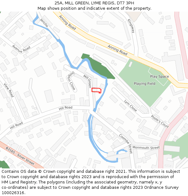 25A, MILL GREEN, LYME REGIS, DT7 3PH: Location map and indicative extent of plot