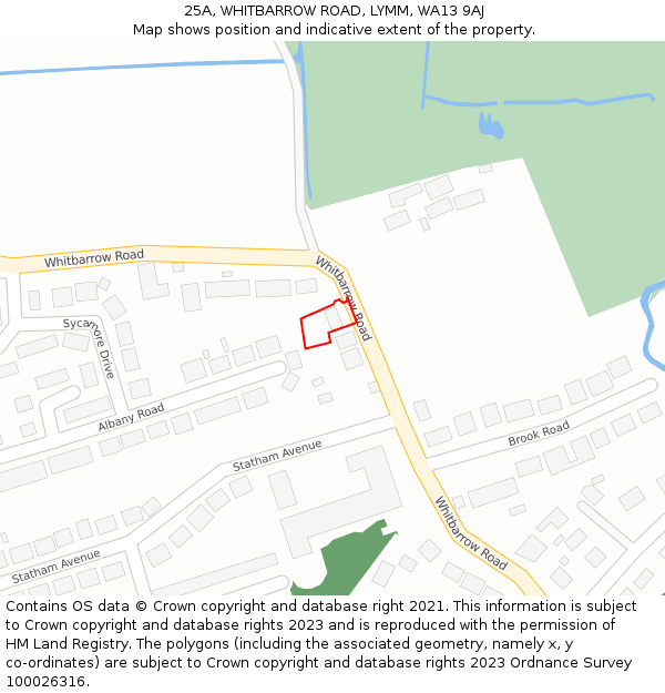 25A, WHITBARROW ROAD, LYMM, WA13 9AJ: Location map and indicative extent of plot