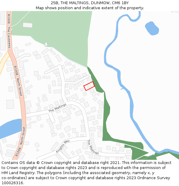 25B, THE MALTINGS, DUNMOW, CM6 1BY: Location map and indicative extent of plot