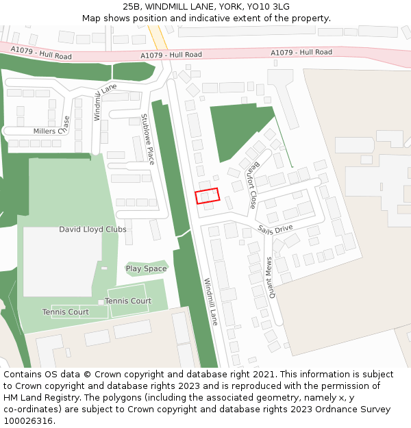 25B, WINDMILL LANE, YORK, YO10 3LG: Location map and indicative extent of plot