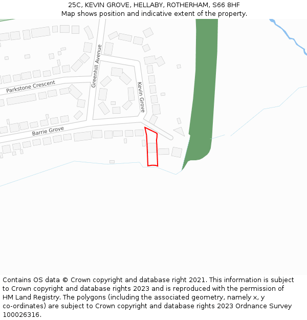 25C, KEVIN GROVE, HELLABY, ROTHERHAM, S66 8HF: Location map and indicative extent of plot