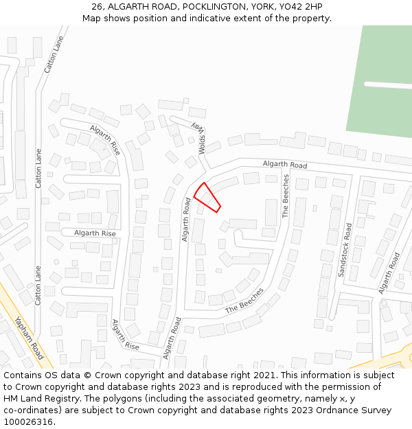 26, ALGARTH ROAD, POCKLINGTON, YORK, YO42 2HP: Location map and indicative extent of plot