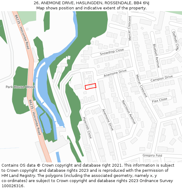 26, ANEMONE DRIVE, HASLINGDEN, ROSSENDALE, BB4 6NJ: Location map and indicative extent of plot