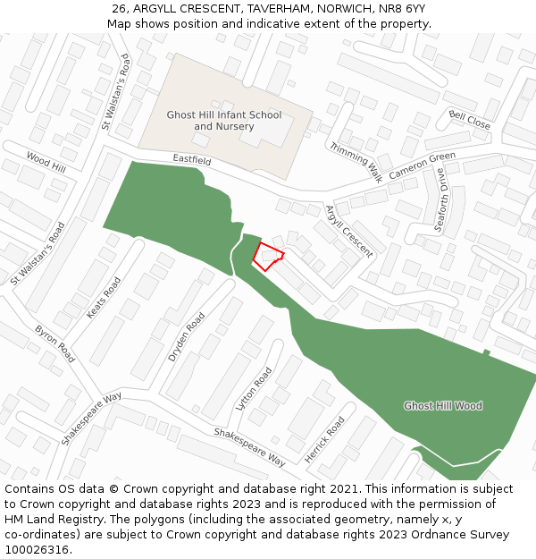 26, ARGYLL CRESCENT, TAVERHAM, NORWICH, NR8 6YY: Location map and indicative extent of plot