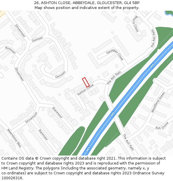 26, ASHTON CLOSE, ABBEYDALE, GLOUCESTER, GL4 5BP: Location map and indicative extent of plot
