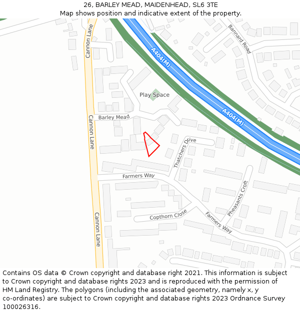 26, BARLEY MEAD, MAIDENHEAD, SL6 3TE: Location map and indicative extent of plot