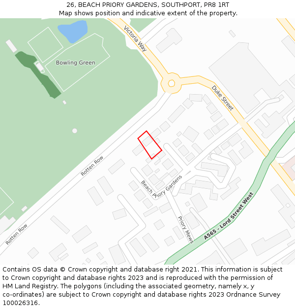 26, BEACH PRIORY GARDENS, SOUTHPORT, PR8 1RT: Location map and indicative extent of plot