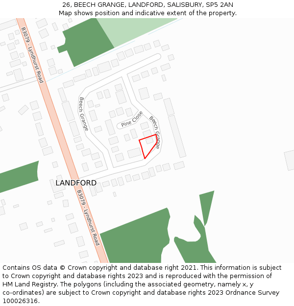 26, BEECH GRANGE, LANDFORD, SALISBURY, SP5 2AN: Location map and indicative extent of plot