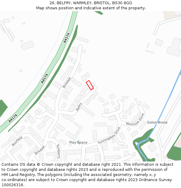 26, BELFRY, WARMLEY, BRISTOL, BS30 8GG: Location map and indicative extent of plot