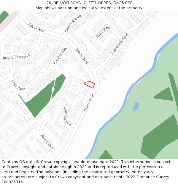 26, BELVOIR ROAD, CLEETHORPES, DN35 0SE: Location map and indicative extent of plot