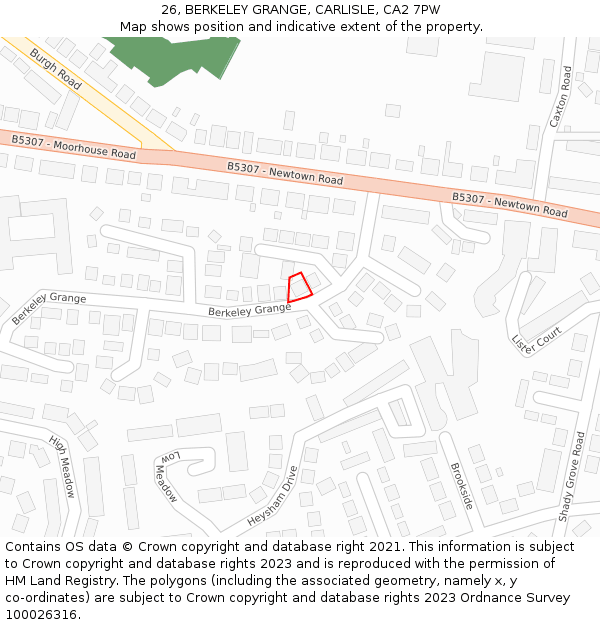 26, BERKELEY GRANGE, CARLISLE, CA2 7PW: Location map and indicative extent of plot