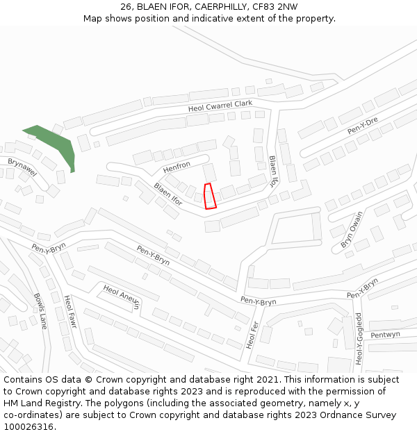 26, BLAEN IFOR, CAERPHILLY, CF83 2NW: Location map and indicative extent of plot