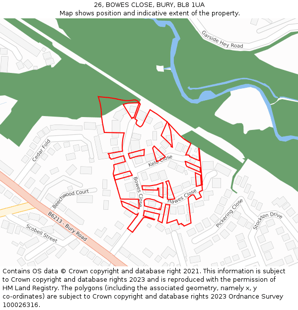 26, BOWES CLOSE, BURY, BL8 1UA: Location map and indicative extent of plot